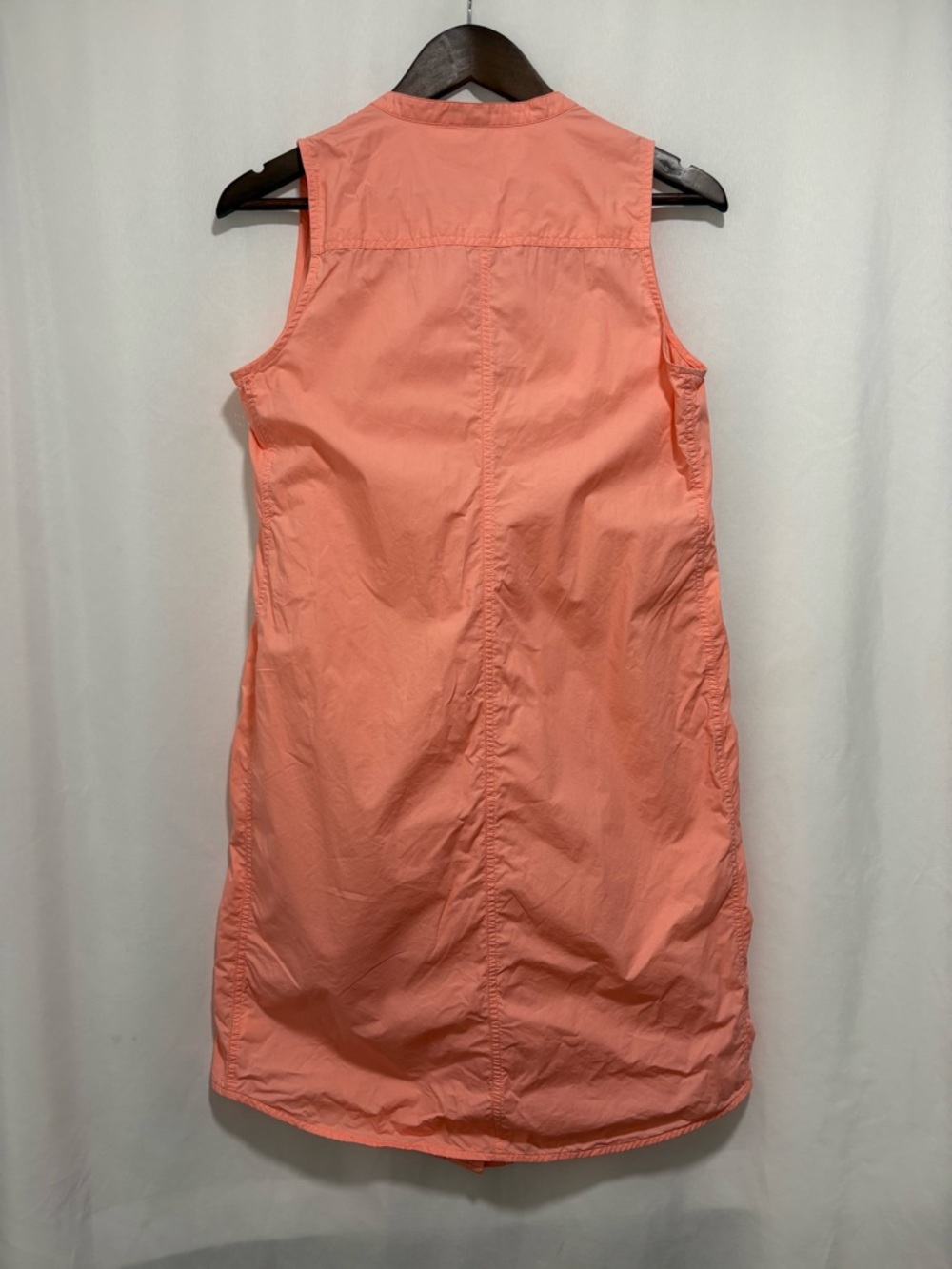 J.Crew Coral Pink Sleeveless Button Front Shirt Dress XS Cotton Poplin - Picture 2 of 6